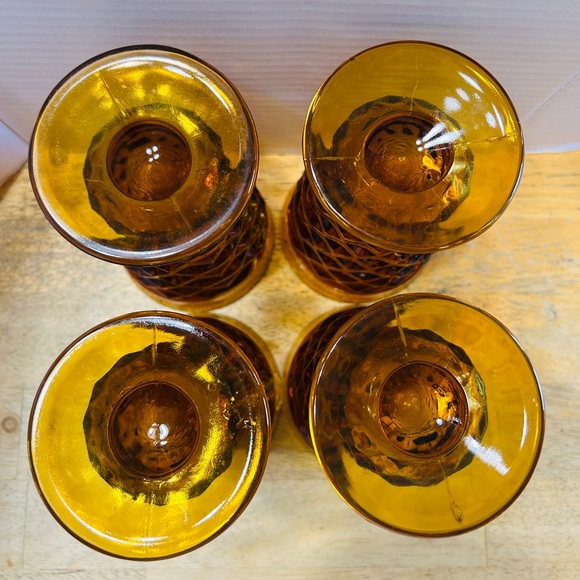 Vintage Indiana Whitehall Cubist amber colored iced tea glasses. Set of 4. MINT! - Picture 3 of 4
